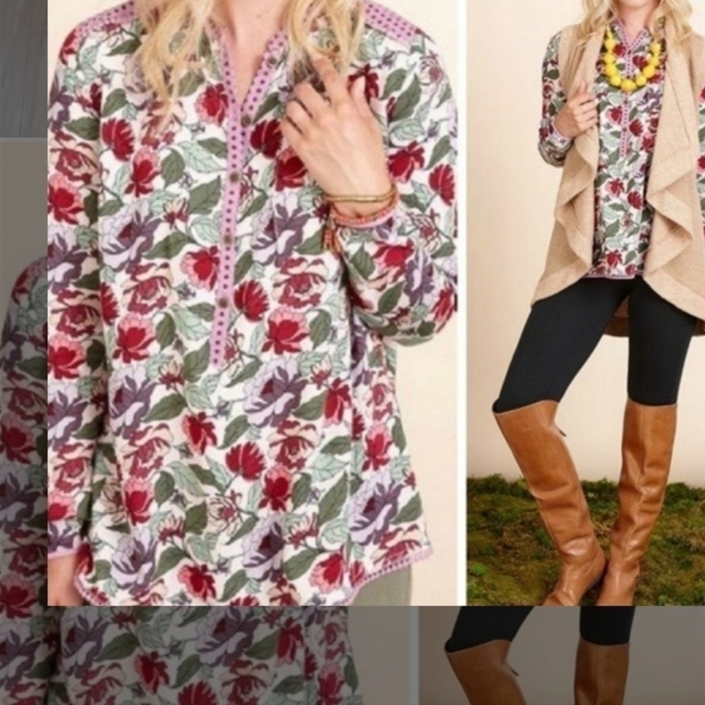 Matilda Jane Lavender Floral Print Long Sleeve Blouse Size XS